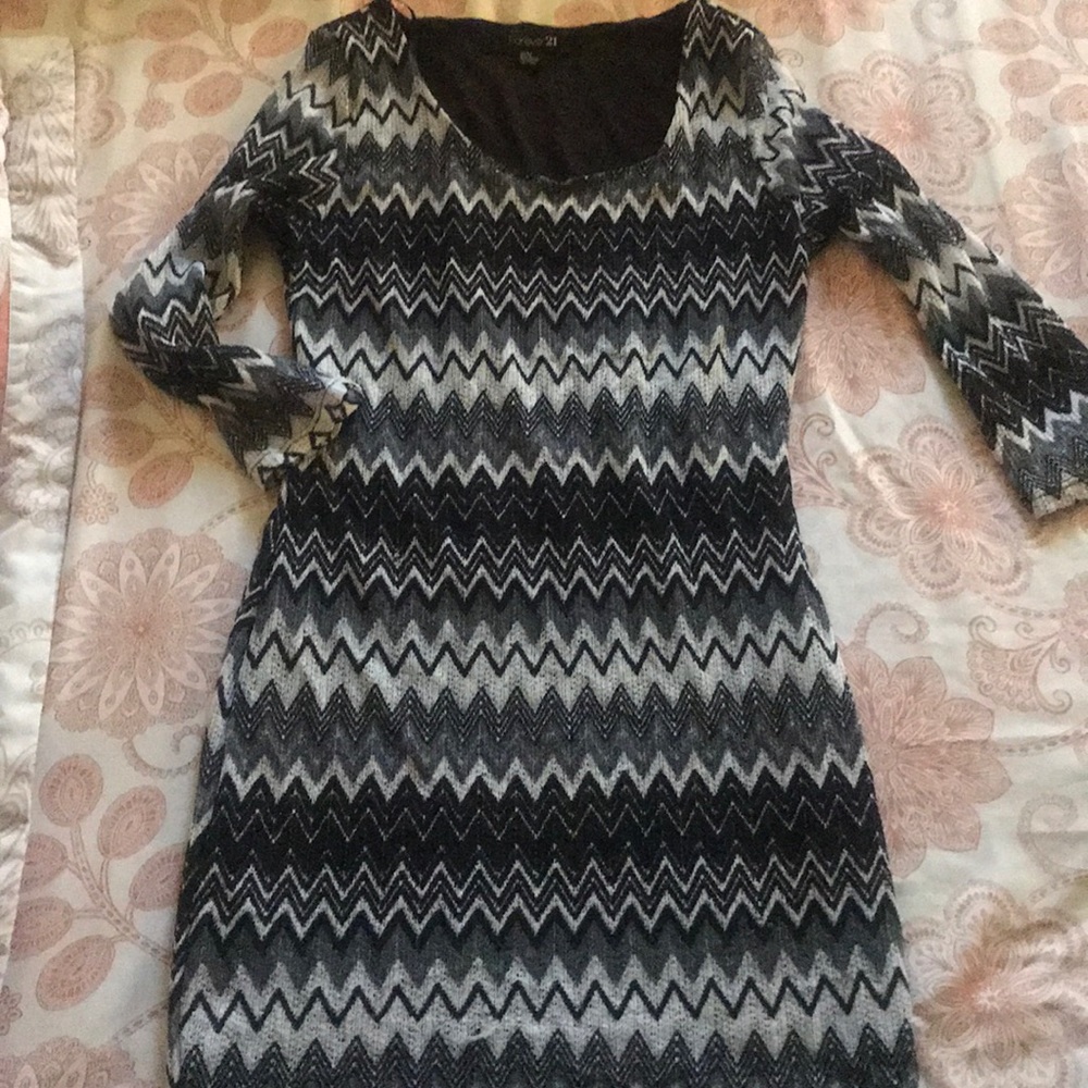 Gray and black dress